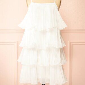 White Pleated Babydoll Dress - Boutique 1861